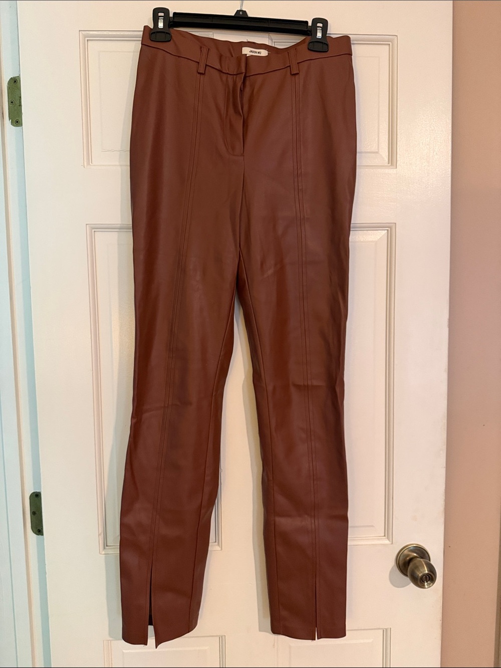 Jason Wu Faux Leather Skinny Pants in Rust Brown